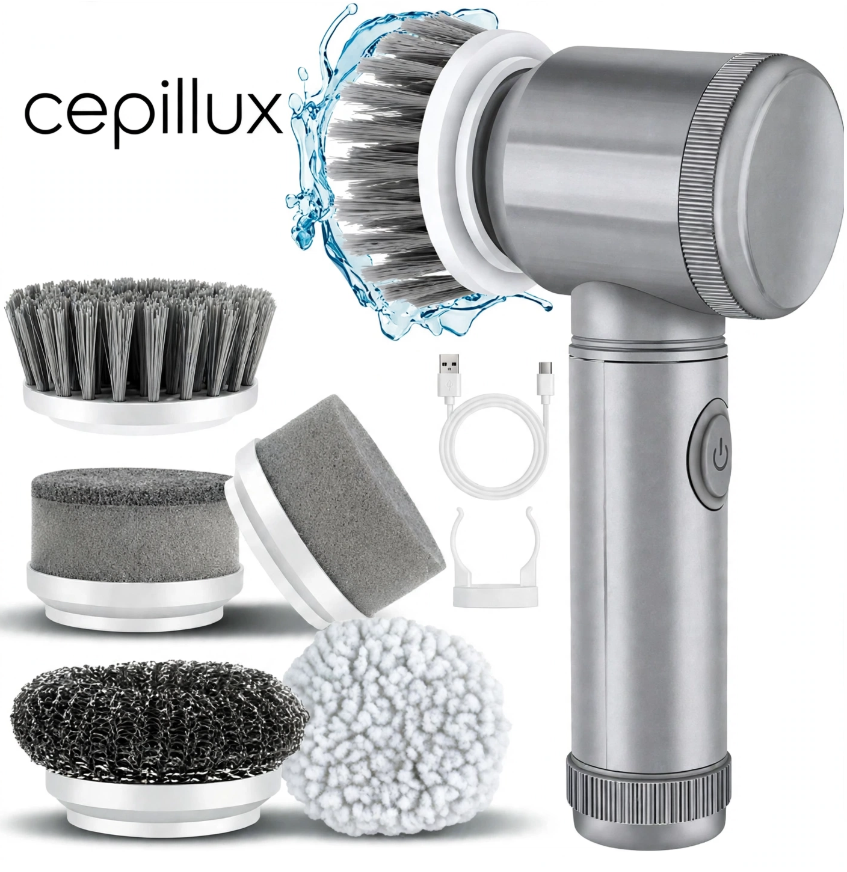 Cepillo Eléctrico de Limpieza Inalámbrico: friega sin esfuerzo (5 cabezales)